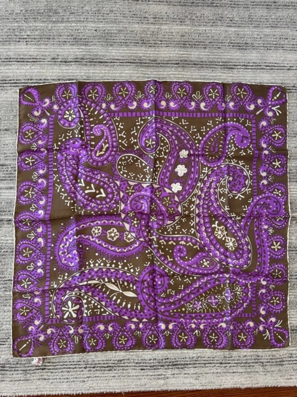 Peck & Peck Purple and Brown Paisley Square Scarf